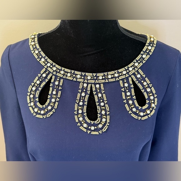 Women’s LILLY PULITZER Bronte Shift 63062 bejeweled beaded navy dress. Size 4 - Picture 4 of 8